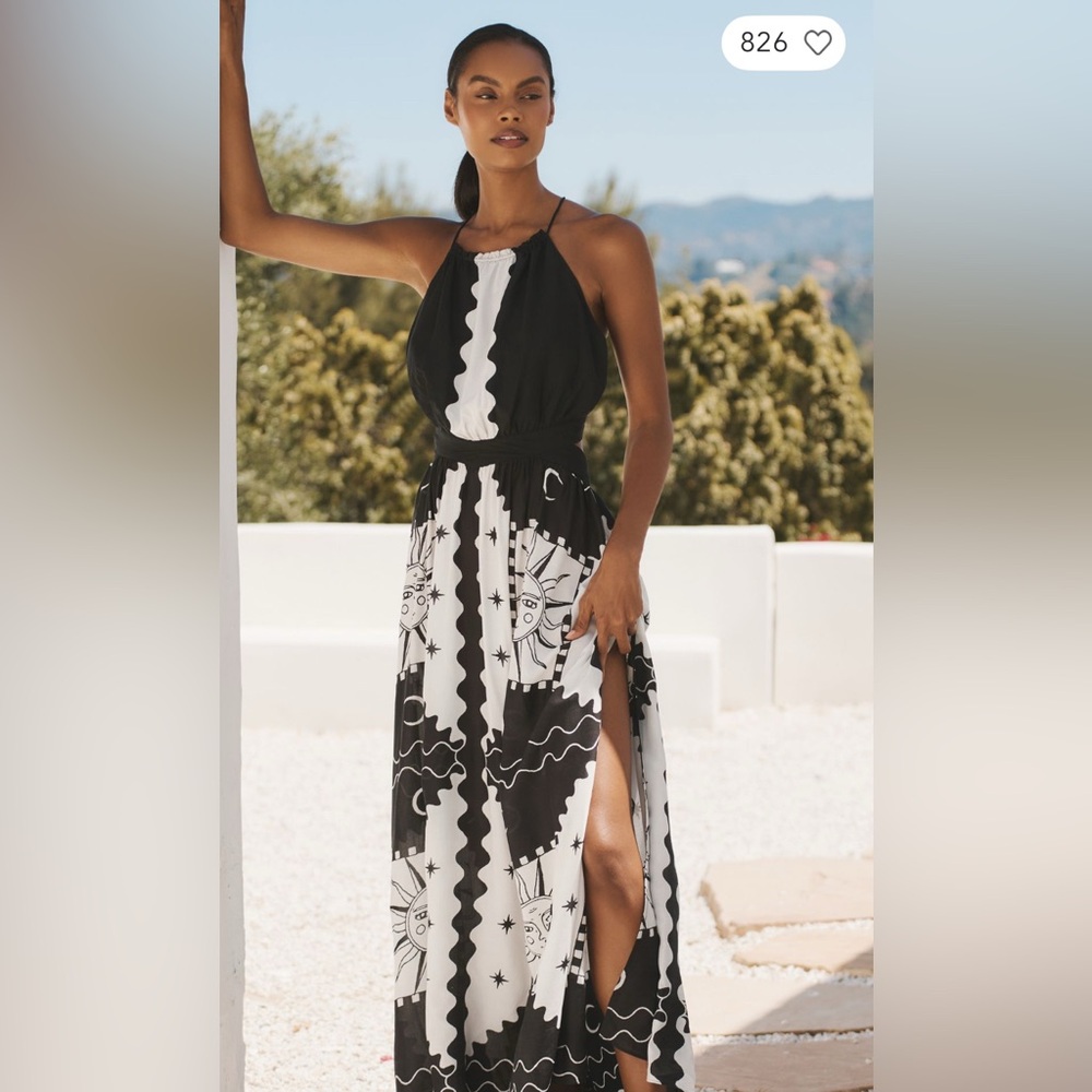 Anthropologie Black and White Maxi Dress